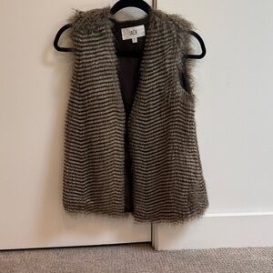 Jack by BB Dakota Faux Fur Striped Vest in Brown and Black